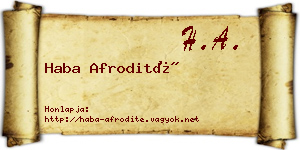 Haba Afrodité névjegykártya